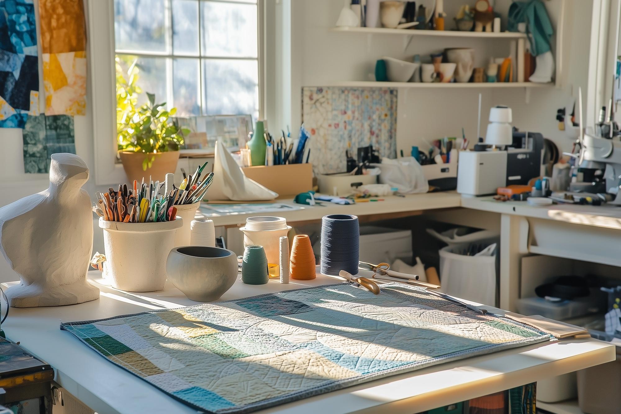 Tavolo di lavoro per workshop di ricamo
